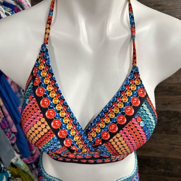 Colorful Jewel Patterned Bikini Set Womens Swimsuit Size XL - Picture 5 of 8